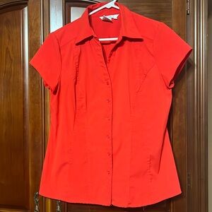 COMO STRETCH red short sleeves button down shirt Size L